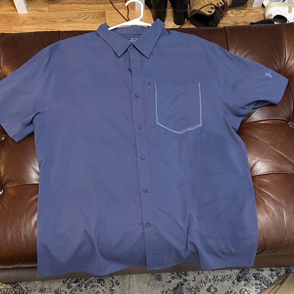 Under Armour Men's Casual Blue Button Down Shirt